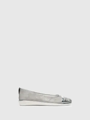Silver Round Toe Ballerinas