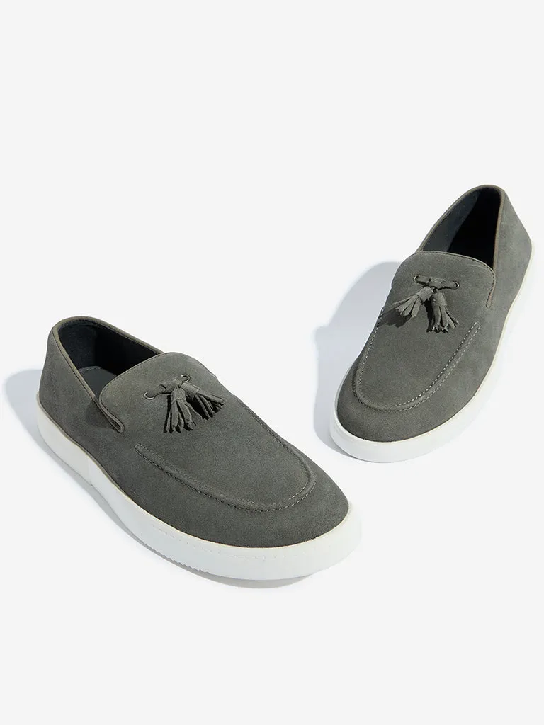 SOLEPLAY Grey Suede Leather Tassel Loafers