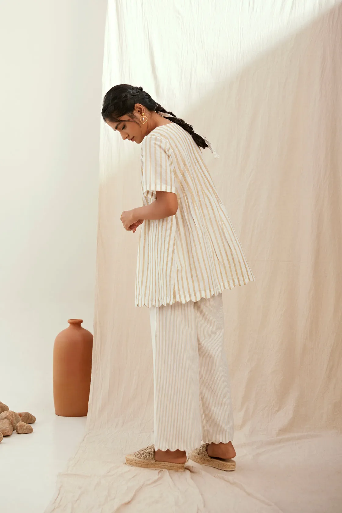 Stripe printed cotton co-ord set