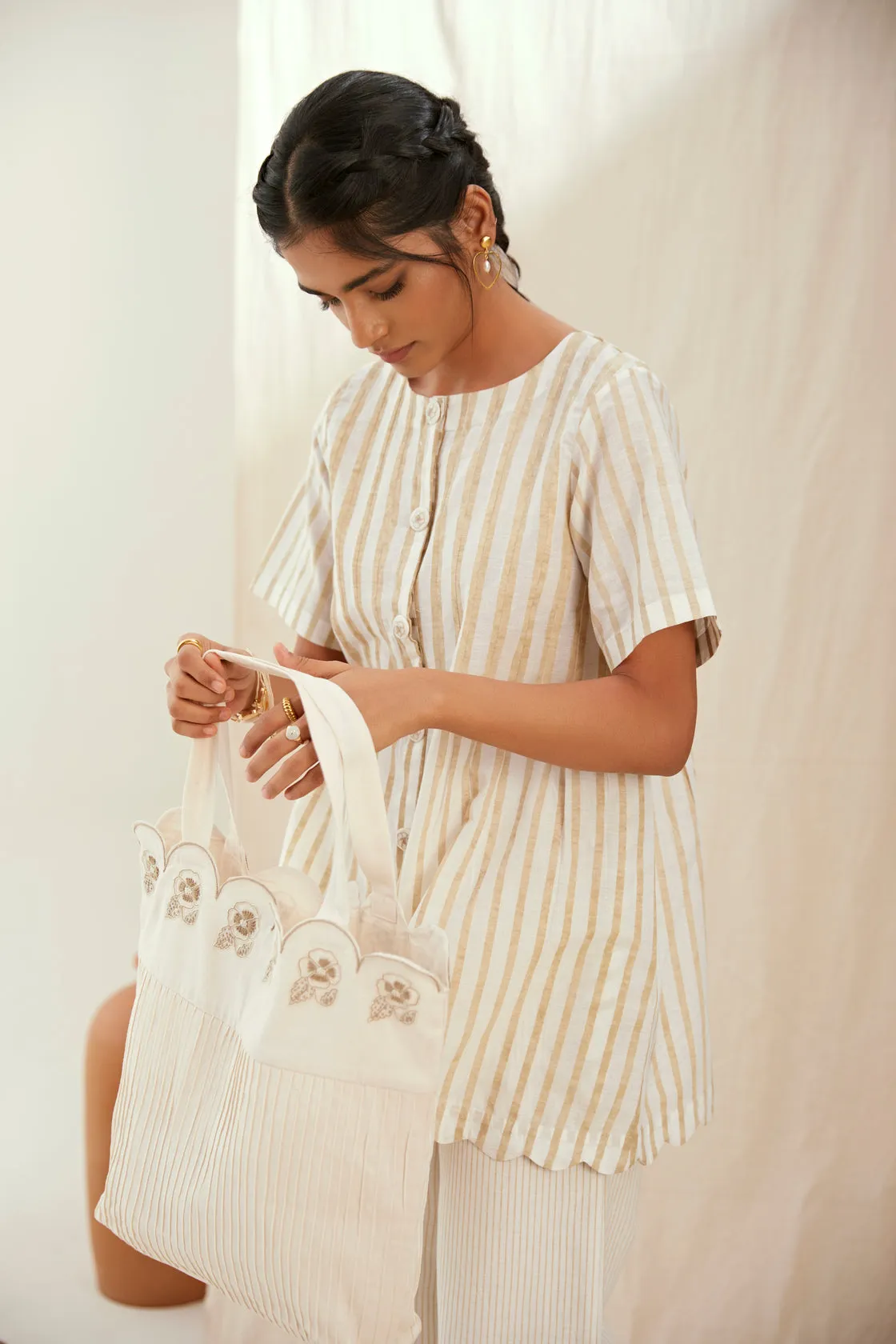 Stripe printed cotton co-ord set