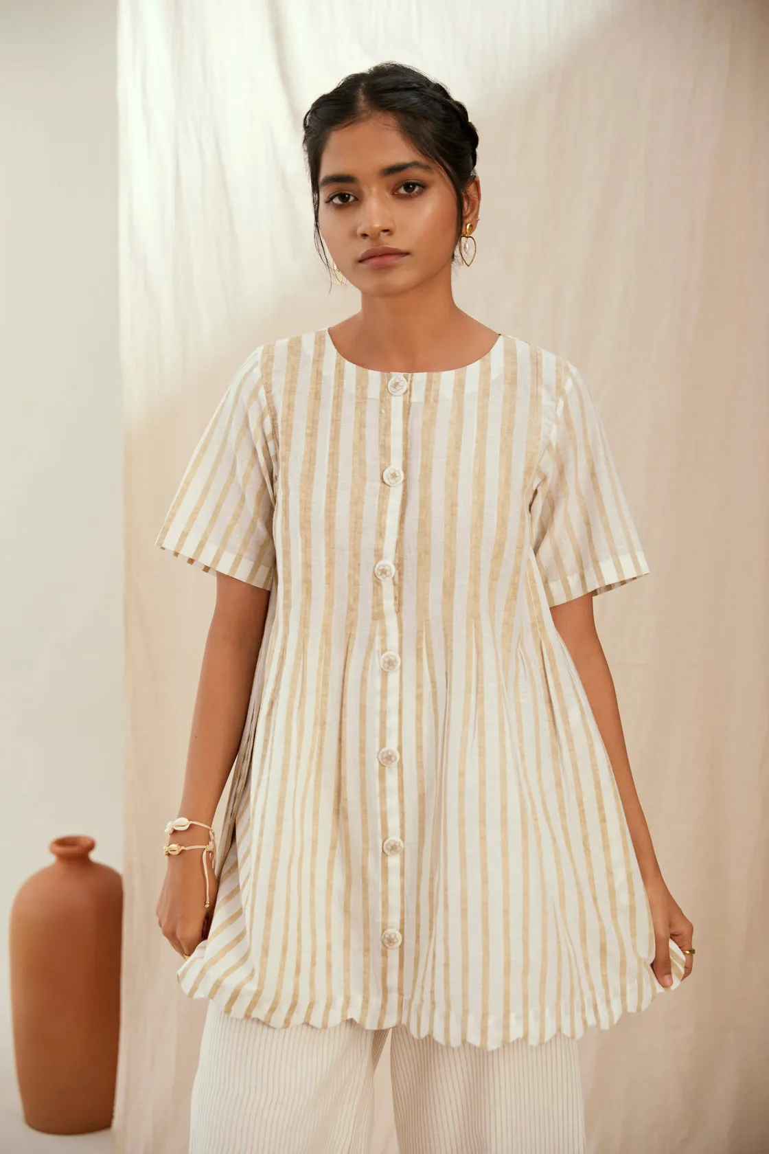 Stripe printed cotton co-ord set