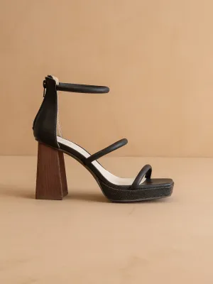 The Aisa | Black 3-strap platform heel *final sale*