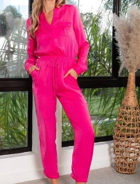 The Brenna Jumpsuit: Lightweight Long Sleeve Silk Jumpsuit