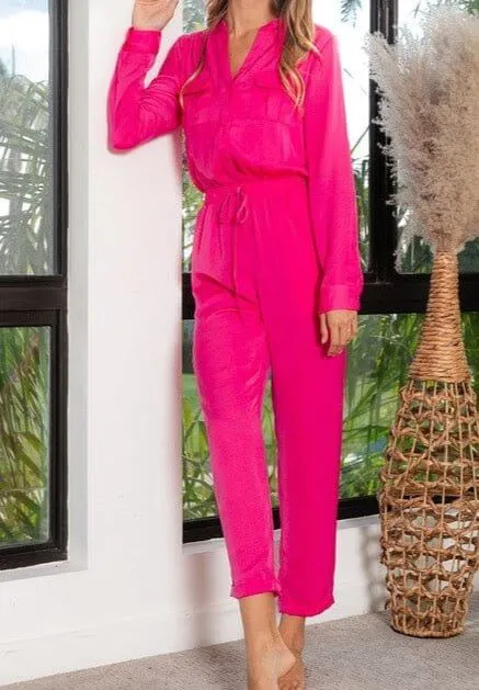 The Brenna Jumpsuit: Lightweight Long Sleeve Silk Jumpsuit