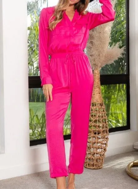 The Brenna Jumpsuit: Lightweight Long Sleeve Silk Jumpsuit