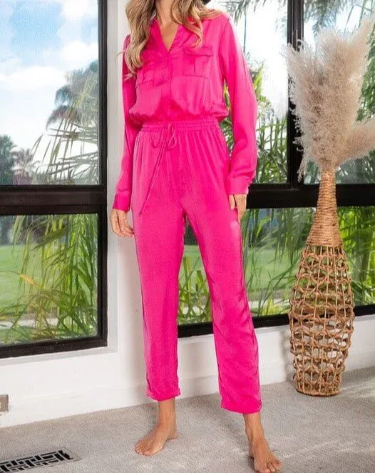 The Brenna Jumpsuit: Lightweight Long Sleeve Silk Jumpsuit