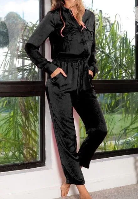 The Brenna Jumpsuit: Lightweight Long Sleeve Silk Jumpsuit