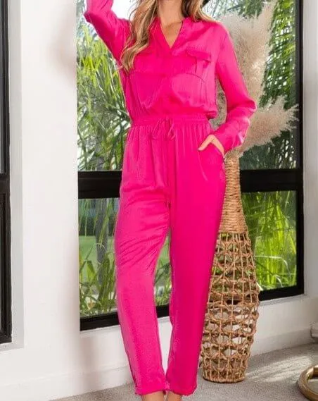 The Brenna Jumpsuit: Lightweight Long Sleeve Silk Jumpsuit