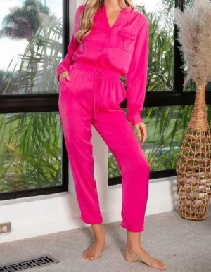 The Brenna Jumpsuit: Lightweight Long Sleeve Silk Jumpsuit