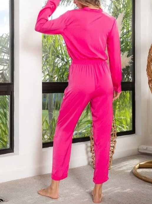 The Brenna Jumpsuit: Lightweight Long Sleeve Silk Jumpsuit