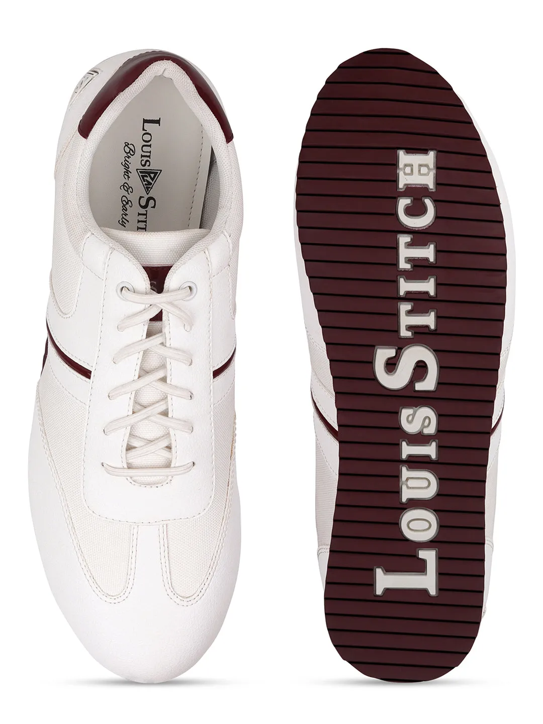 White and Rosewood Sneakers For Men