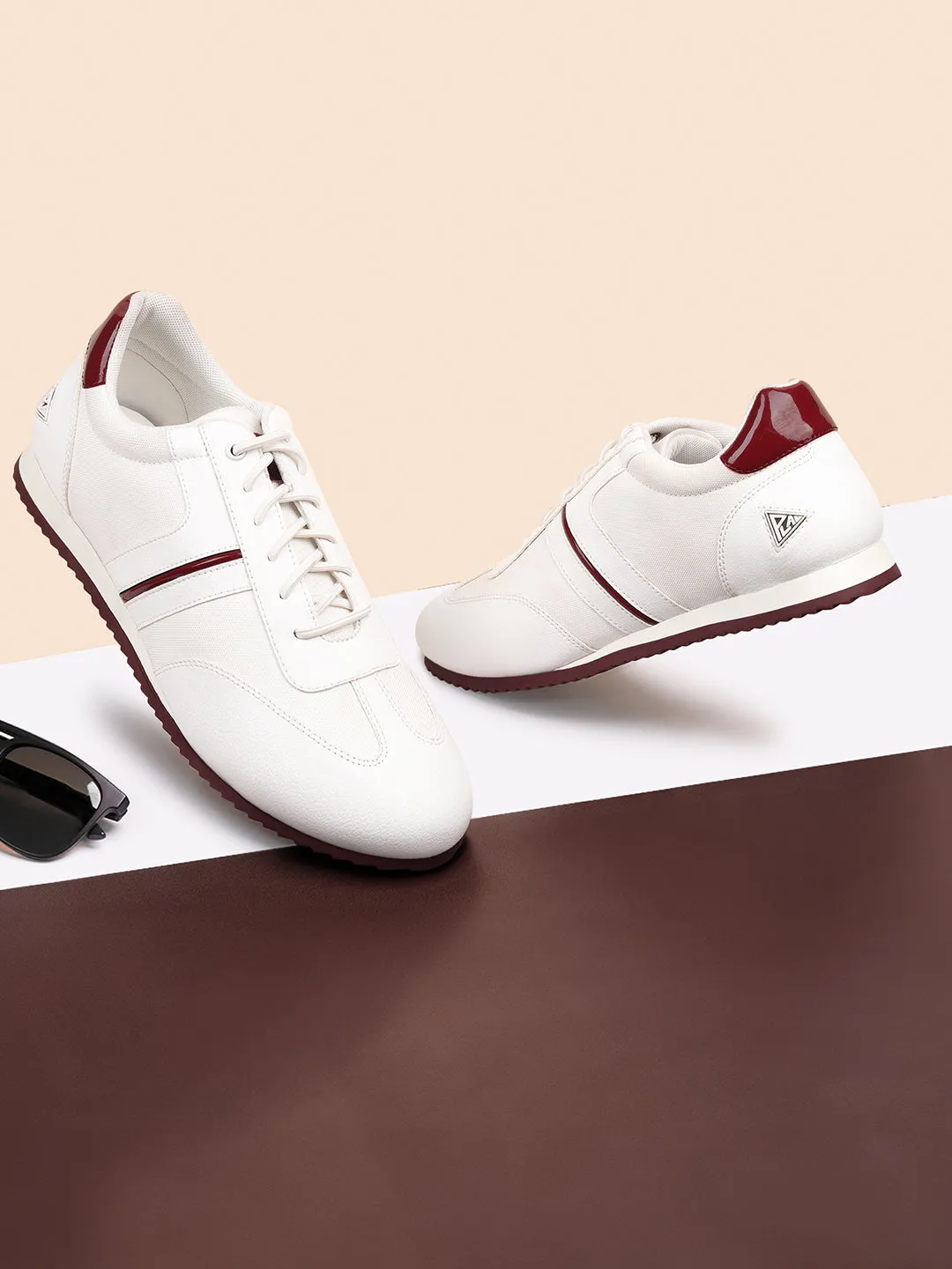 White and Rosewood Sneakers For Men