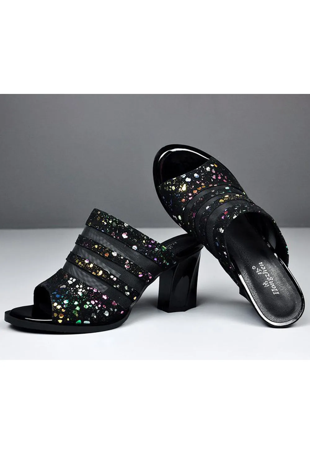 Women Beautiful Solid Pattern Thick High Heel Relaxed Fit Summer Fish Mouth Sandal - WSHP110250