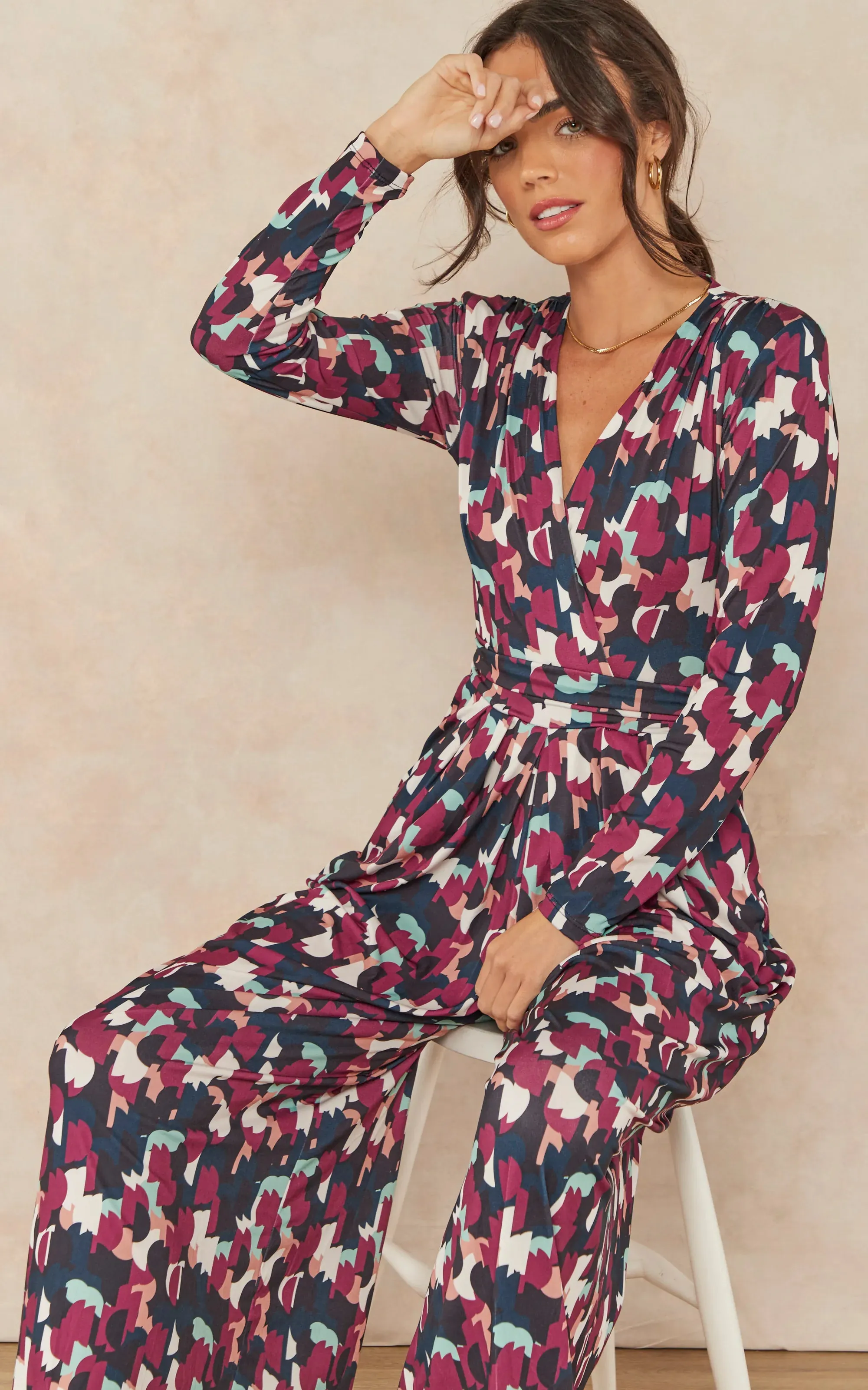 Wrap Culotte Jumpsuit in Print