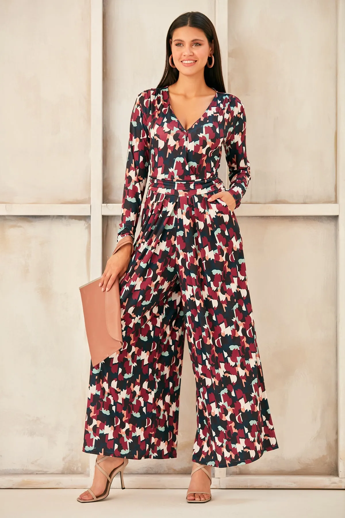 Wrap Culotte Jumpsuit in Print