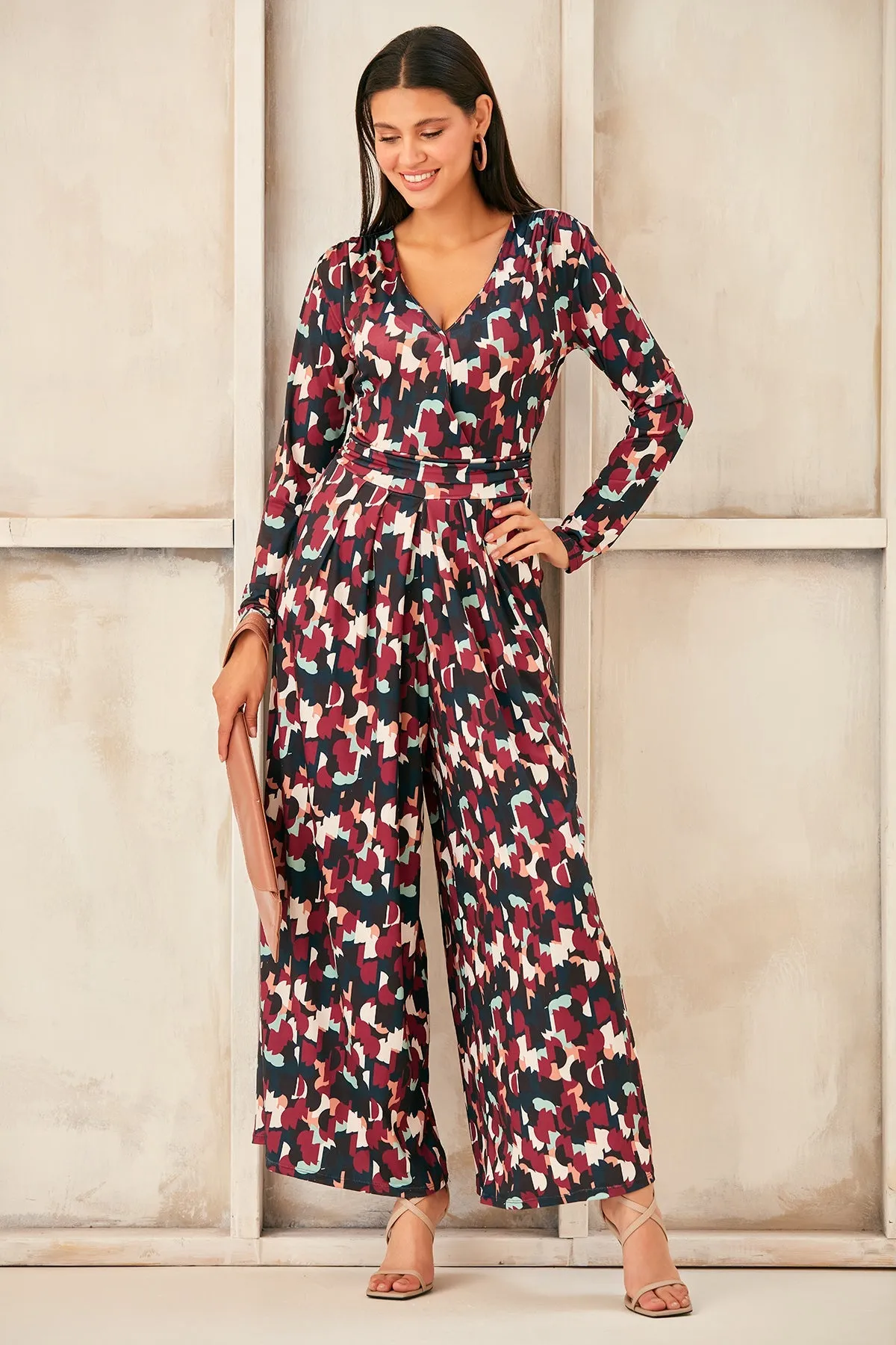 Wrap Culotte Jumpsuit in Print