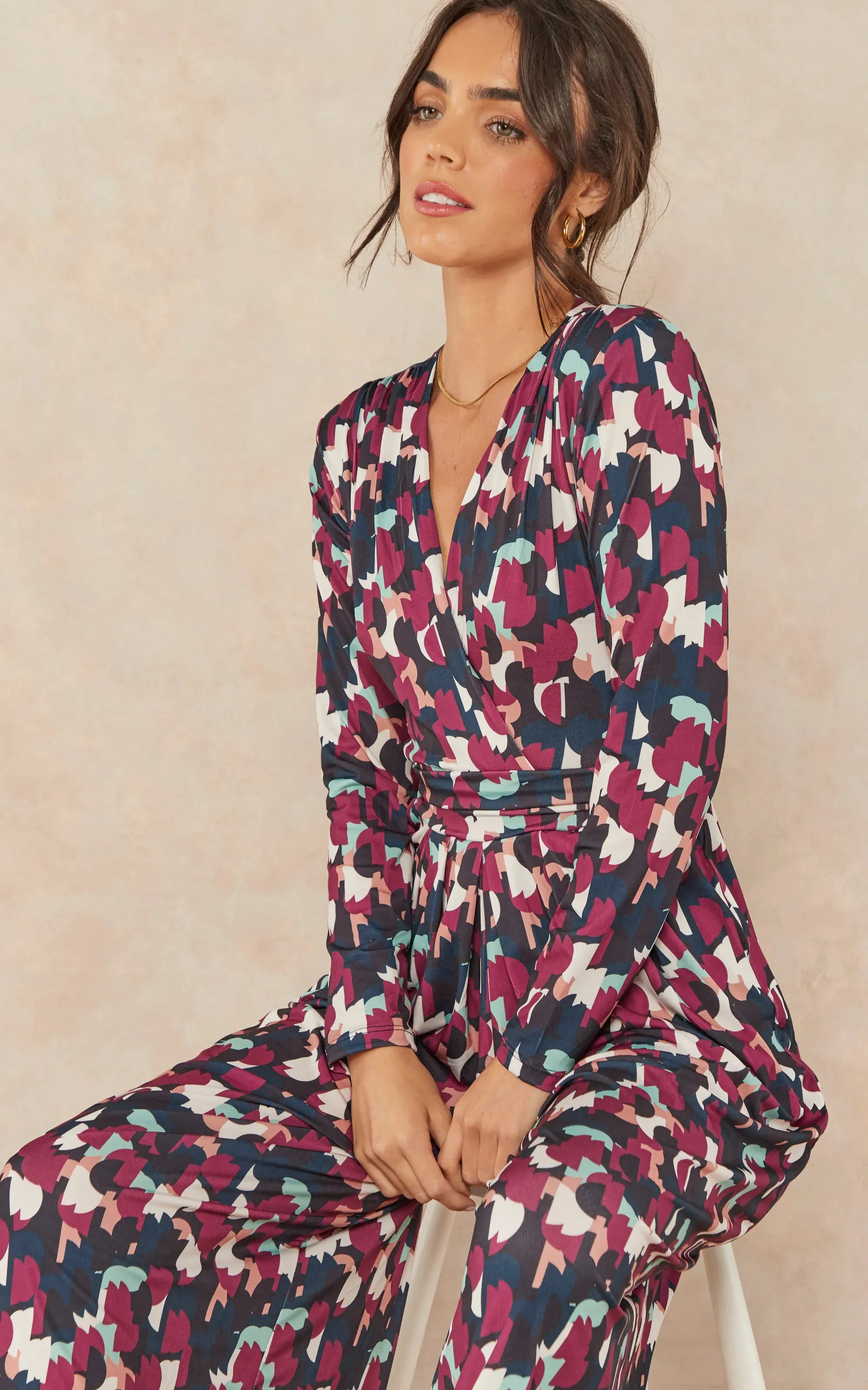 Wrap Culotte Jumpsuit in Print