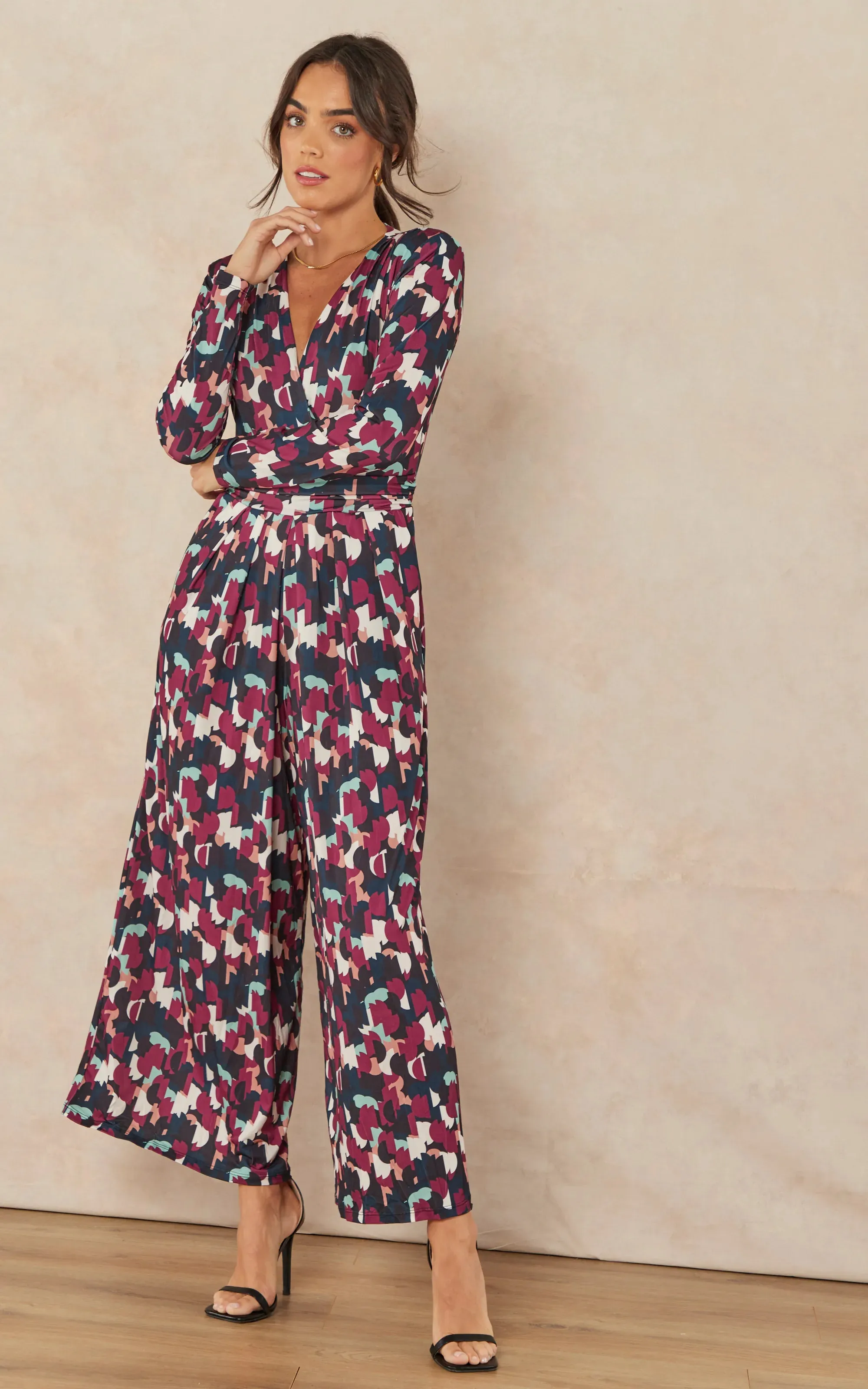 Wrap Culotte Jumpsuit in Print